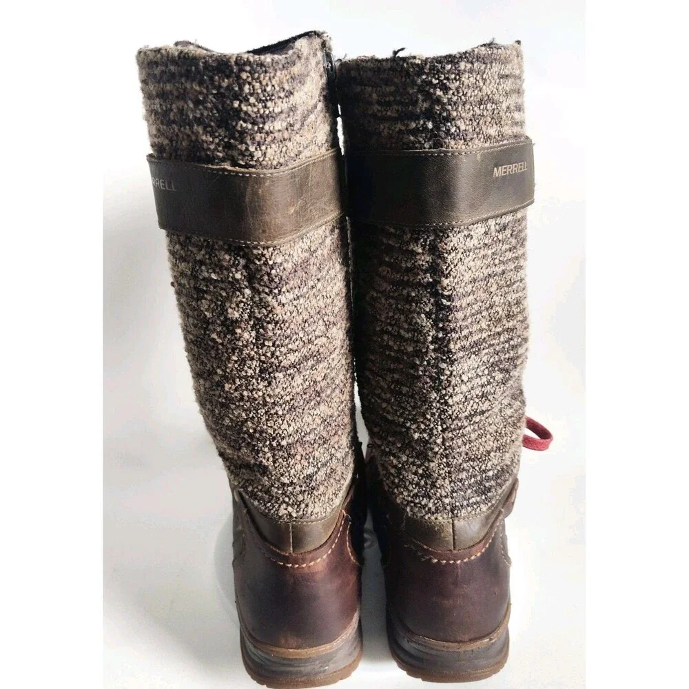 Merrell Winter Knee High Boots Size 10‎ Brown Waterproof Insulated Eventyr Peak